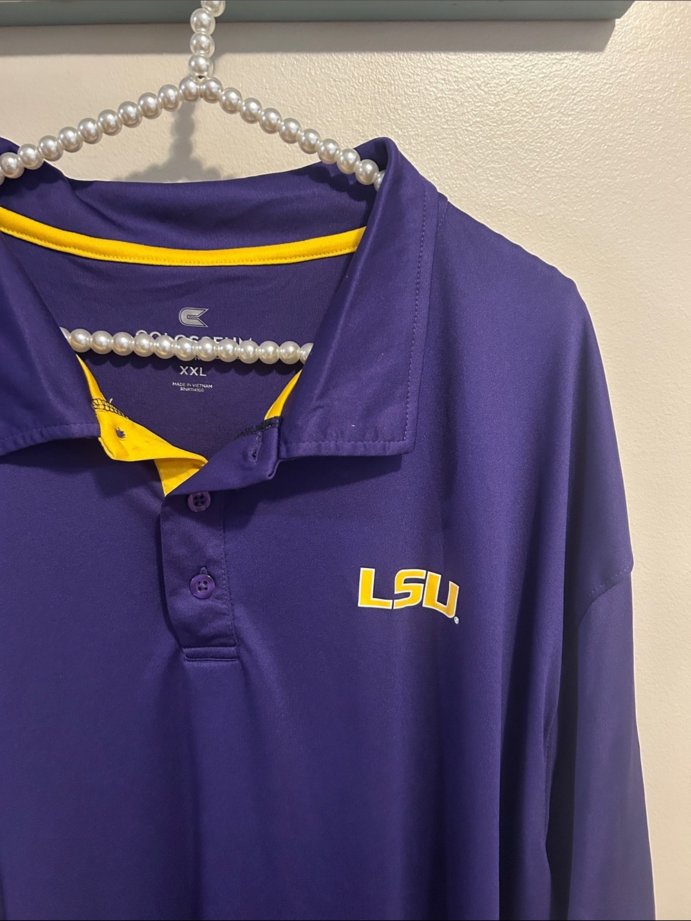 NEW Colosseum Men's LSU Tigers Purple Performance Polo Shirt XXL